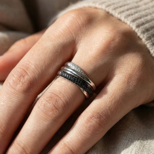 bague femme entrelacée EDORA ARGENT 925/1000 et Oxydes