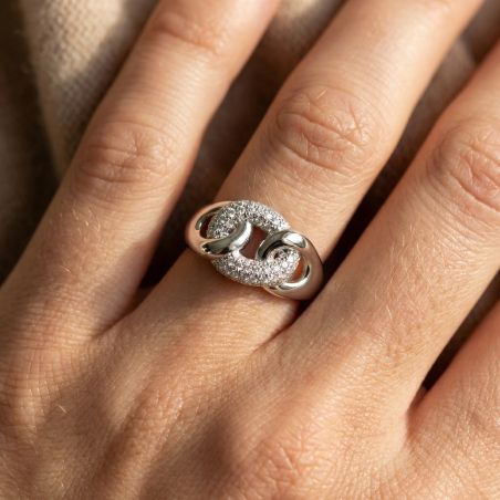 bague femme liens EDORA ARGENT 925/1000 et Oxydes