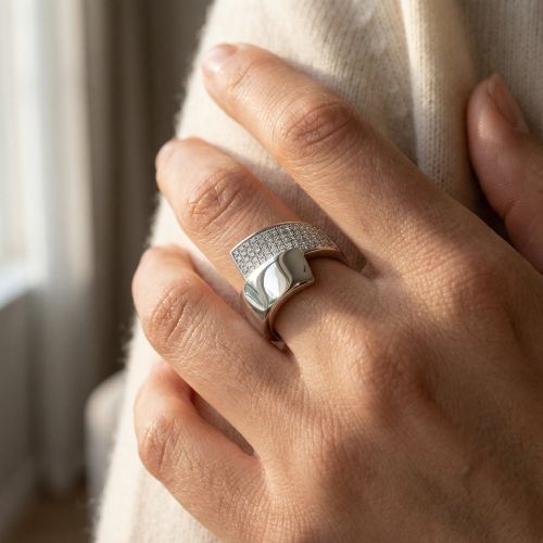 bague femme pavage EDORA ARGENT 925/1000 et Oxydes