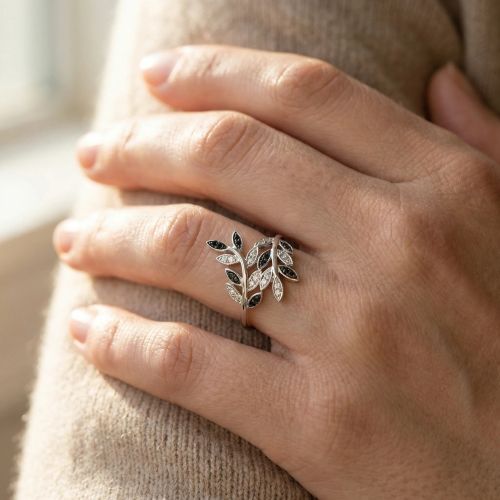 Bague femme Feuilles EDORA ARGENT 925/1000 et Oxydes
