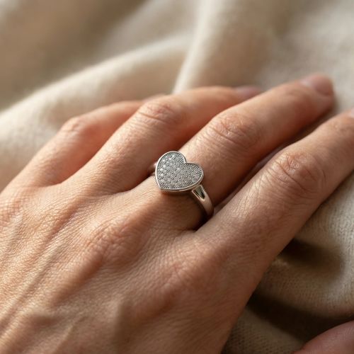 bague femme coeur empierré EDORA ARGENT 925/1000 et Oxydes