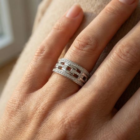 bague femme EDORA ARGENT 925/1000 et Oxydes