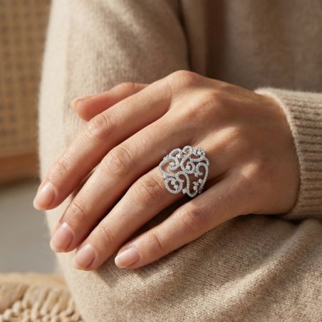 bague femme arabesque EDORA ARGENT 925/1000 et Oxydes