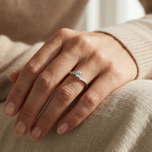 bague femme solitaire accompagné EDORA ARGENT 925/1000 et Oxydes