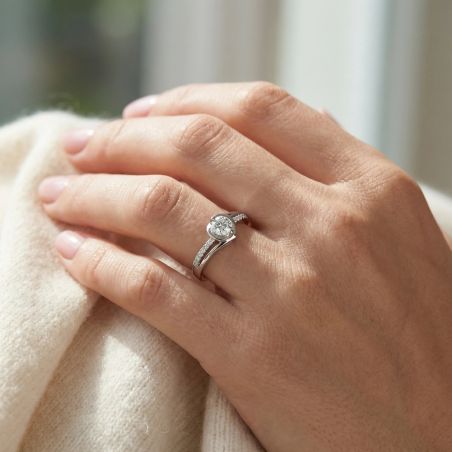 bague femme solitaire accompagné EDORA ARGENT 925/1000 et Oxydes