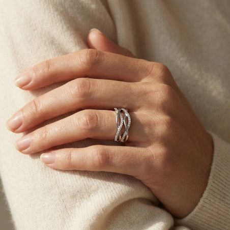 bague femme vagues EDORA ARGENT 925/1000 et Oxydes