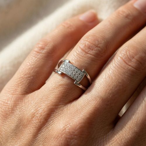 bague femme pavage EDORA ARGENT 925/1000 et Oxydes