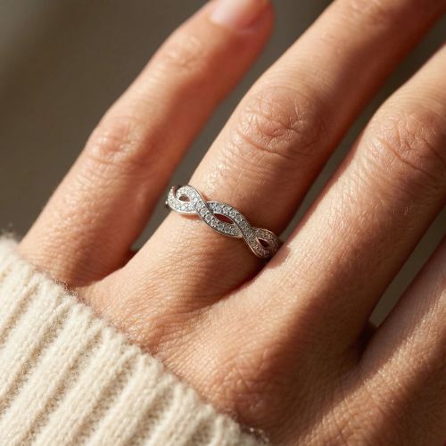 bague femme liens EDORA ARGENT 925/1000 et Oxydes