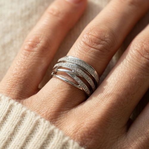 bague femme empierrée EDORA ARGENT 925/1000 et Oxydes