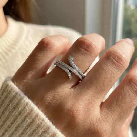 bague femme serpent empierré EDORA ARGENT 925/1000 et Oxydes