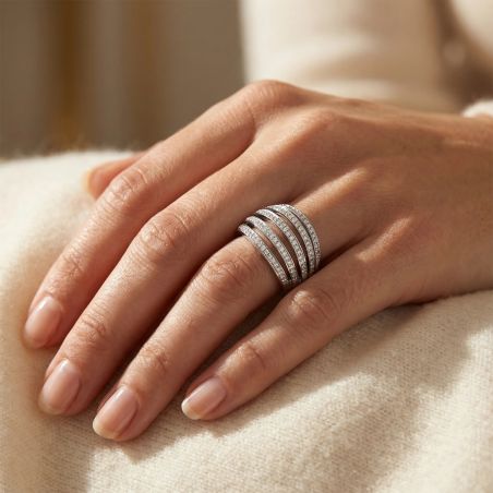 bague femme empierrée EDORA ARGENT 925/1000 et Oxyde