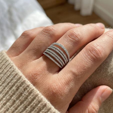 bague femme empierré EDORA ARGENT 925/1000 et Oxydes