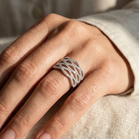 bague femme empierrés EDORA ARGENT 925/1000 et Oxydes