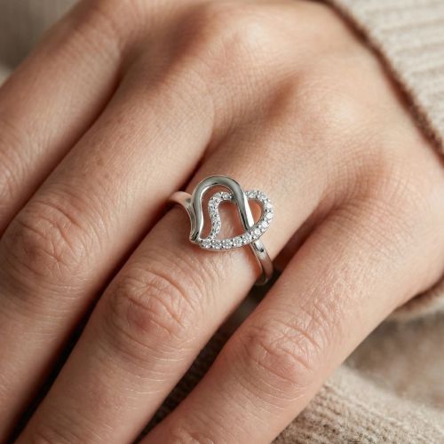 Bague femme coeur alternées EDORA ARGENT 925/1000 et Oxydes
