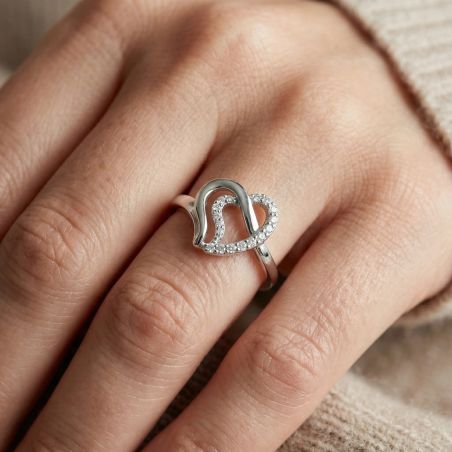 Bague femme coeur alternées EDORA ARGENT 925/1000 et Oxydes
