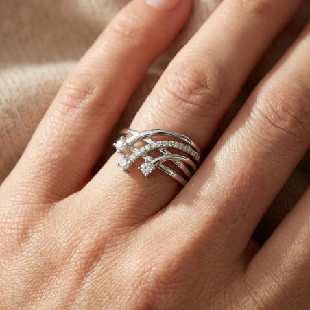 Bague femme trilogie EDORA ARGENT 925/1000 et Oxydes