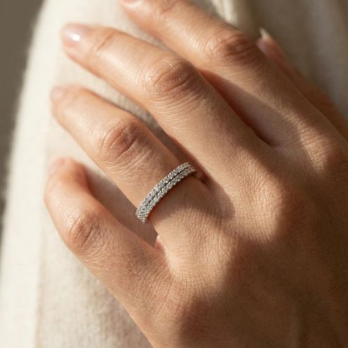 Bague femme alliance double anneaux EDORA ARGENT 925/1000 et Oxydes EDO70100073