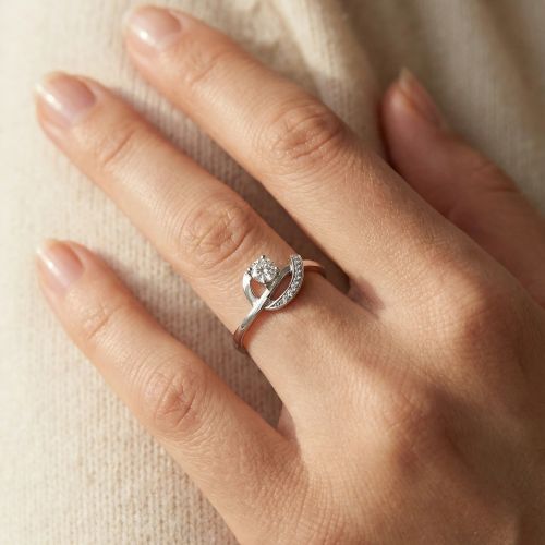 Bague femme solitaire entrelacé EDORA ARGENT 925/1000 et Oxydes