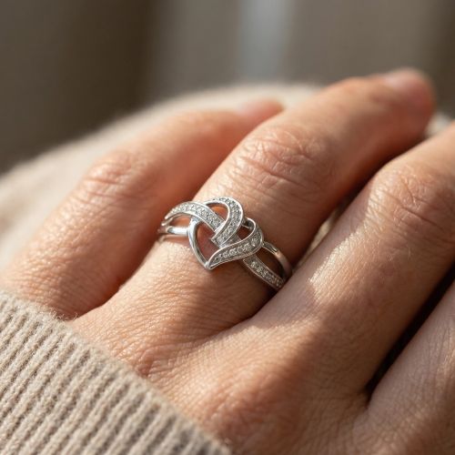 Bague femme coeur entrelacé EDORA ARGENT 925/1000 et Oxydes
