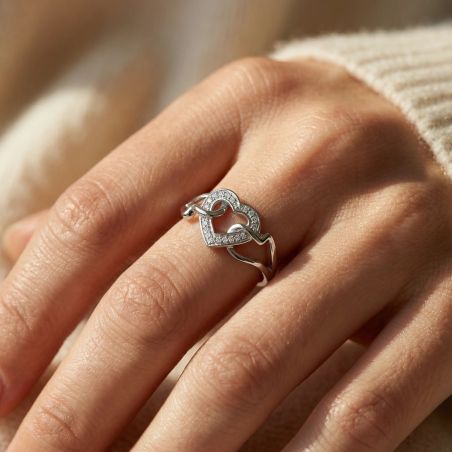 Bague femme 3 coeurs entrelacés EDORA ARGENT 925/1000 et Oxydes
