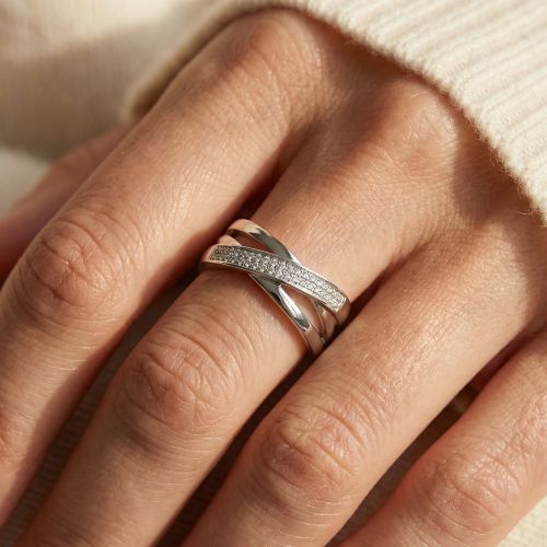 Bague femme entrelacée EDORA ARGENT 925/1000 et Oxydes
