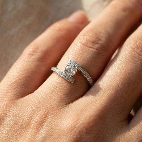 Bague femme solitaire fantaisie EDORA ARGENT 925/1000 et Oxydes