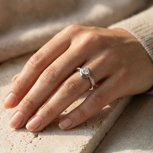 Bague femme solitaire losange EDORA ARGENT 925/1000 et Oxydes