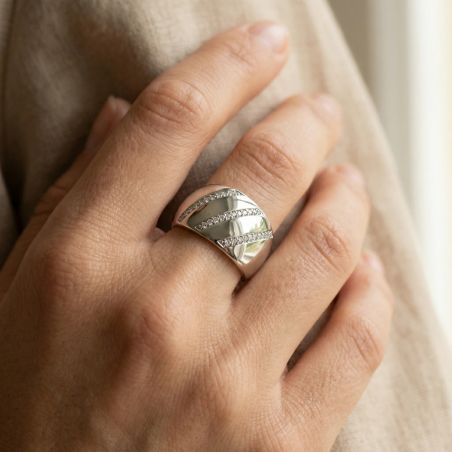 Bague femme Bombée EDORA ARGENT 925/1000 et Oxydes
