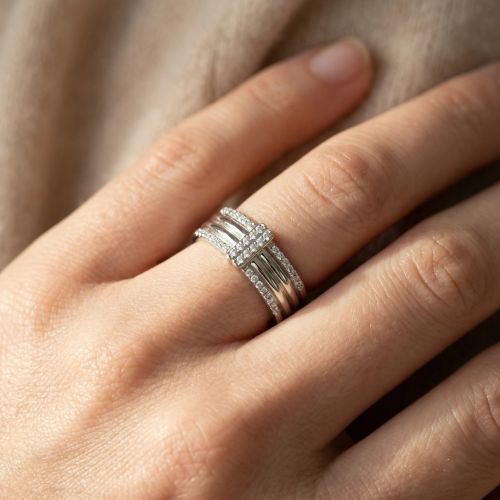 Bague femme 2 barrettes EDORA ARGENT 925/1000 et Oxydes