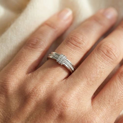 Bague femme 3 barrettes EDORA ARGENT 925/1000 et Oxydes