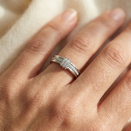 Bague femme 3 barrettes EDORA ARGENT 925/1000 et Oxydes