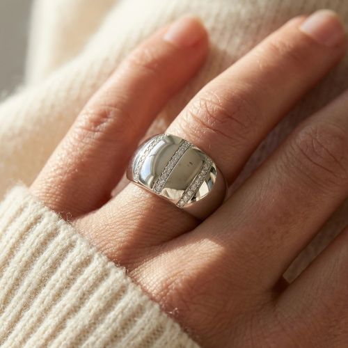 Bague femme 3 rails EDORA ARGENT 925/1000 et Oxydes