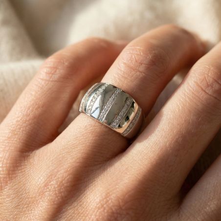 Bague femme 5 rails EDORA ARGENT 925/1000 et Oxydes