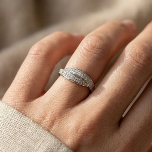 Bague femme entrelacée EDORA ARGENT 925/1000 et Oxydes