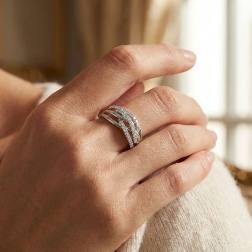 Bague femme entrelacé EDORA ARGENT 925/1000 et Oxydes