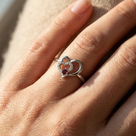 Bague Femme coeur EDORA ARGENT 925/1000 et spinelle 