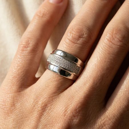 Bague femme bombée EDORA ARGENT 925/1000 et Oxydes
