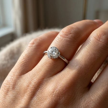 Bague femme solitaire EDORA ARGENT 925/1000 et Oxydes