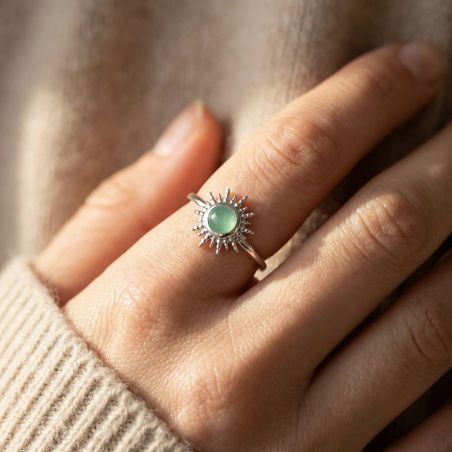 Bague Femme EDORA COLLECTION HARMONY Argent 925/1000 Rhodié Aventurine
