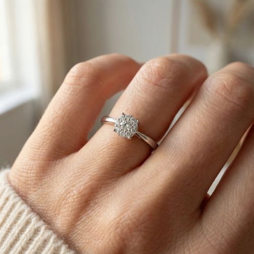 bague femme solitaire edora argent 925/1000 et oxydes