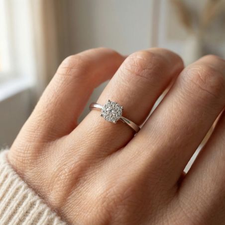bague femme solitaire edora argent 925/1000 et oxydes