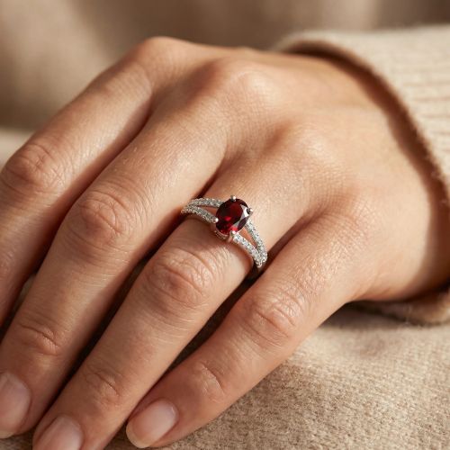 Bague Femme EDORA ARGENT 925/1000 et spinelle rouge
