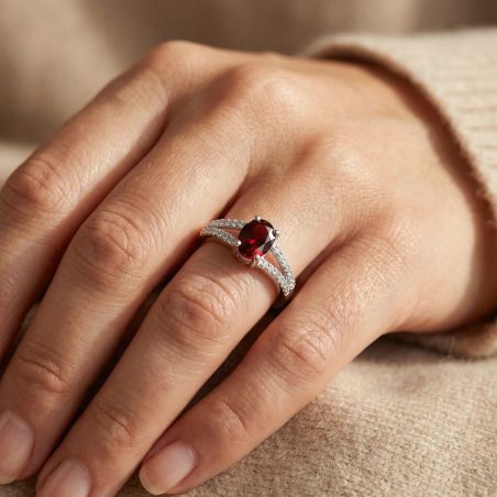 Bague Femme EDORA ARGENT 925/1000 et spinelle rouge
