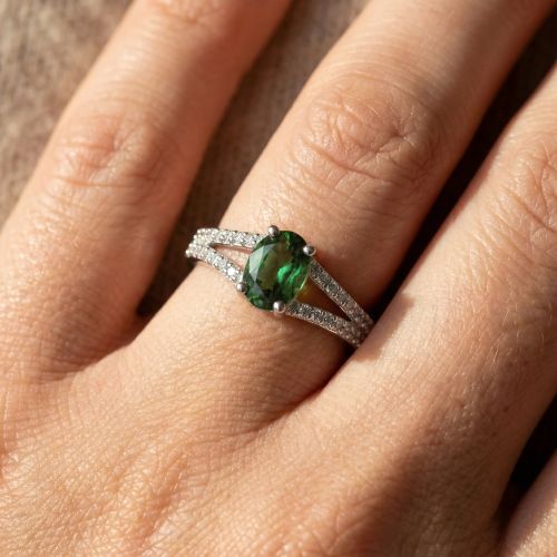 Bague Femme EDORA ARGENT 925/1000 et spinelle verte
