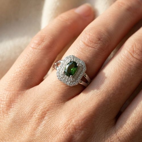 Bague Femme EDORA ARGENT 925/1000 et spinelle verte
