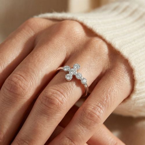 Bague Femme Croix EDORA ARGENT 925/1000 et Oxydes EDO60100031