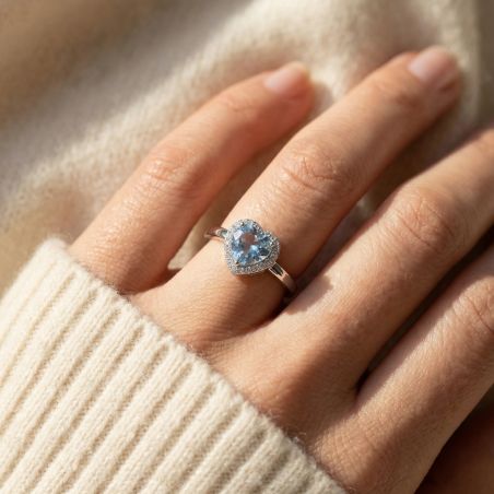 Bague Femme Coeur EDORA ARGENT 925/1000 et Spinelle Bleue EDO70100509