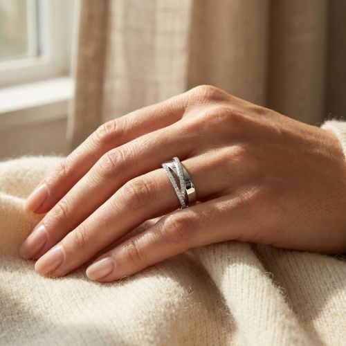 Bague Femme Entrelacée EDORA ARGENT 925/1000 et Oxydes EDO70100795