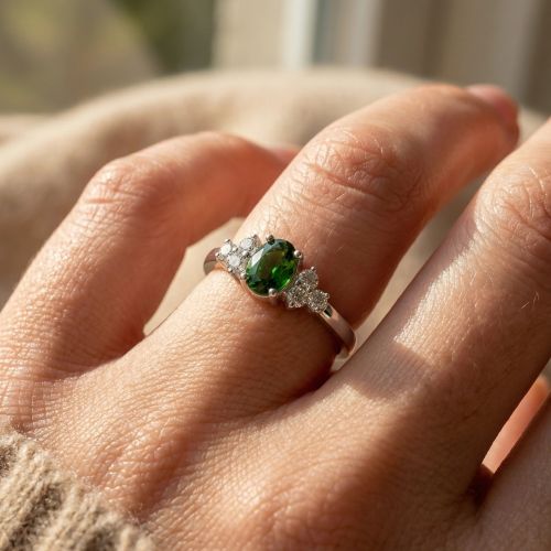 Bague Femme Solitaire Accompagné ARGENT 925/1000 et Spinelle Verte EDO70100807