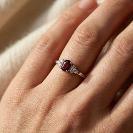 Bague Femme Solitaire Accompagné ARGENT 925/1000 et Spinelle Rouge EDO70100808